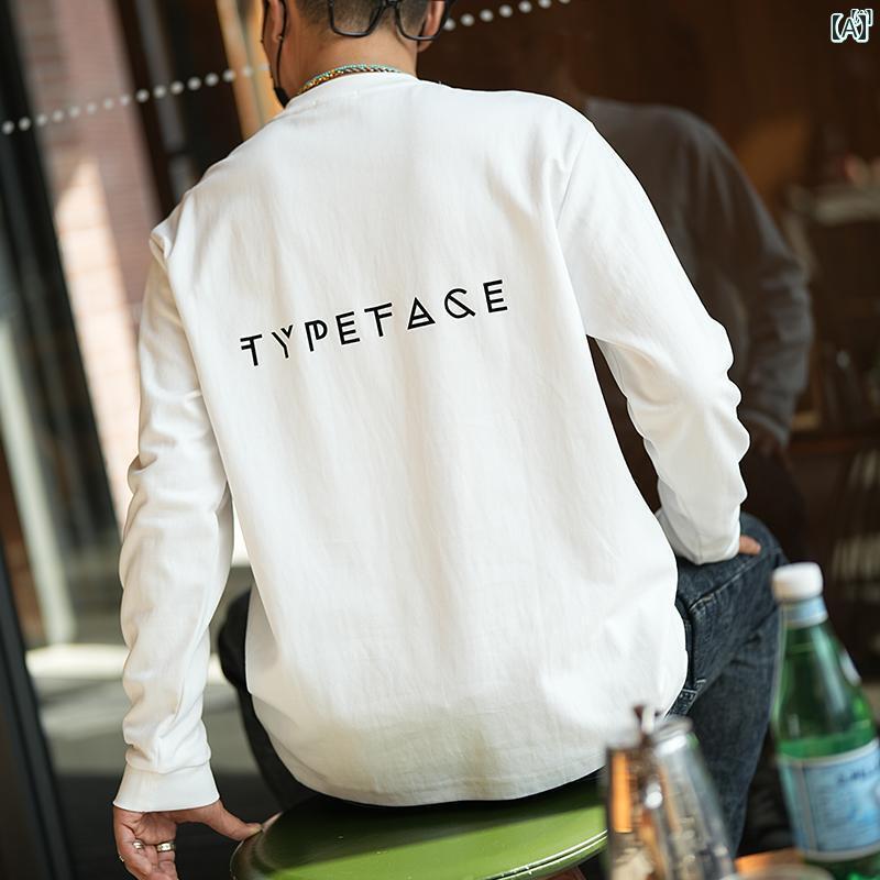 メンズ　ファッション　オシャレ　カジュアル　男性 アメリカン シンプル ホワイト 長袖 Tシャツ 秋冬 男性用 イン 汎用性 シャツ トップ