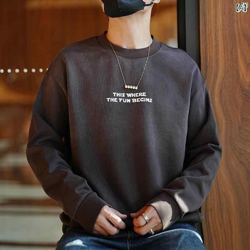 メンズ　ファッション　オシャレ　カジュアル　男性 レトロ コットン 100 グラデーション ラウンドネック スウェットシャツ メンズ真 ファッション カジュアル プリントプルオーバー