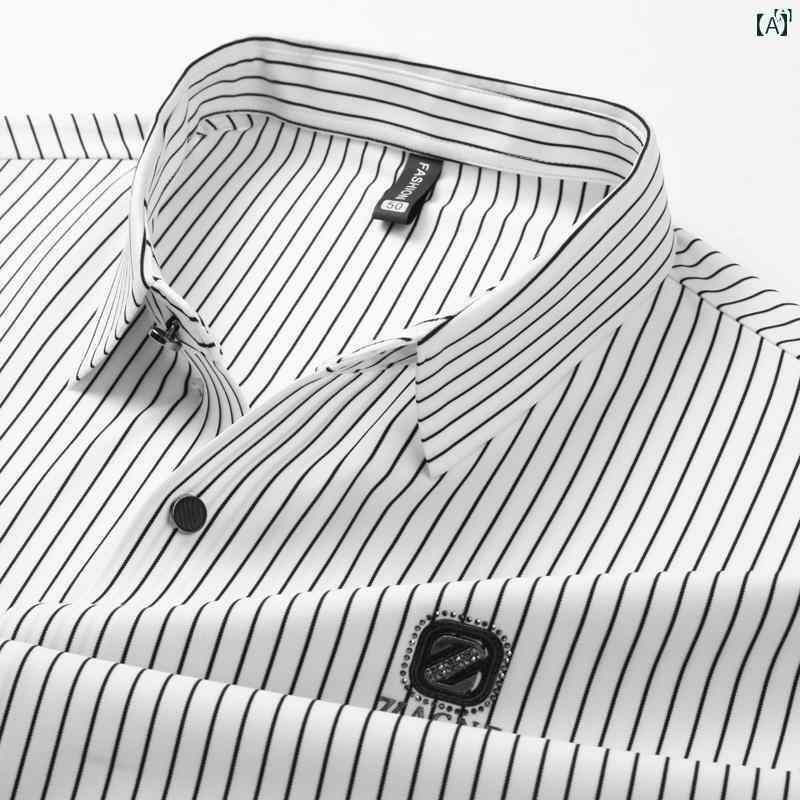 メンズ　ファッション　オシャレ　カジュアル　男性 上品 冷感 半袖 シャツ ビジネス トップス 夏 薄手 カジュアル ストライプシャツ
