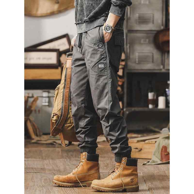 ワークパンツ メンズ ルーズ ストレート カジュアルパンツ コットン混紡 ミッドライズ ジッパー開襟 ポケットデコレーション 秋用 スポーツ ノーアイロン処理 耐摩耗 無弾力 グレー ブラック