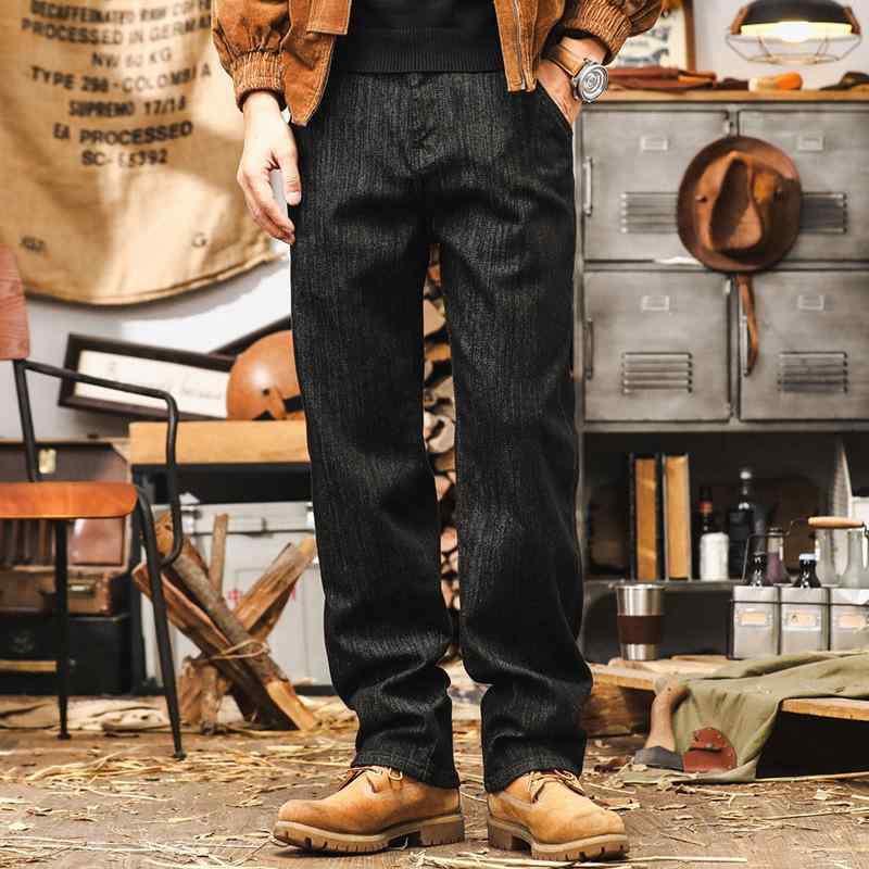 ジーンズ メンズ 秋用 クラシック レトロ ストレート ルーズフィット 綿素材 ストレッチ 色落ち防止 ウォッシュド加工 ミッドライズ ジップフライ ブラック カジュアル