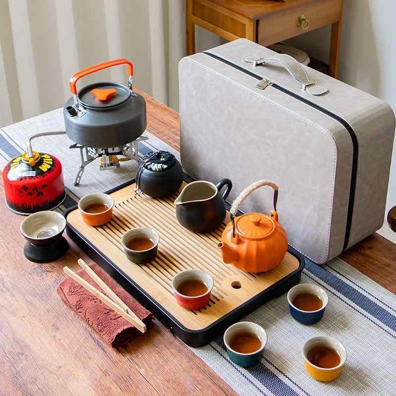 茶器 携帯 ポータブル 旅行 アウトドア キャンプ ソロキャンプ 登山用 茶道具セット 湯沸かし 急須 コンロ やかん 竹製 ティータイム 野点 シンプルデザイン 4,944円