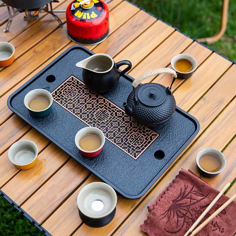 茶器セット アウトドア ポータブル 携帯用 キャンプ 旅行用 功夫茶 湯沸かしケトル 急須 茶杯付き 軽量 コンパクト 収納袋付属 ソロキャンプ グランピング 野外 モダン シンプル 多彩なカラー