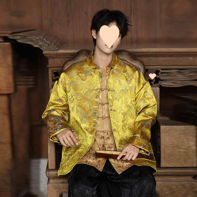 上衣 メンズ 漢服風 唐装 表現スタイル 返り咲き 盤扣 青写真 厚地の外套 厚地の外套 年月 黒いこと 赤いこと ゴールド 青色 軽さ 普段使い