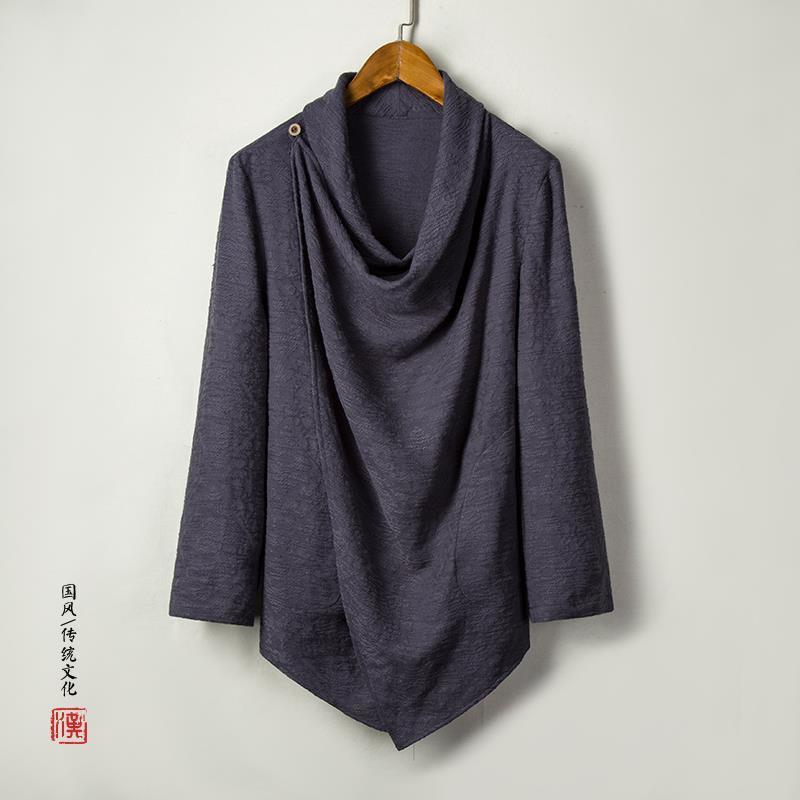 メンズ 中国風 禅意 復古 コート 中式 綿麻 素材 冬用 コーデュロイ ウサギ毛混 居士服 道袍 スタイル レトロ 瞑想 普段使い