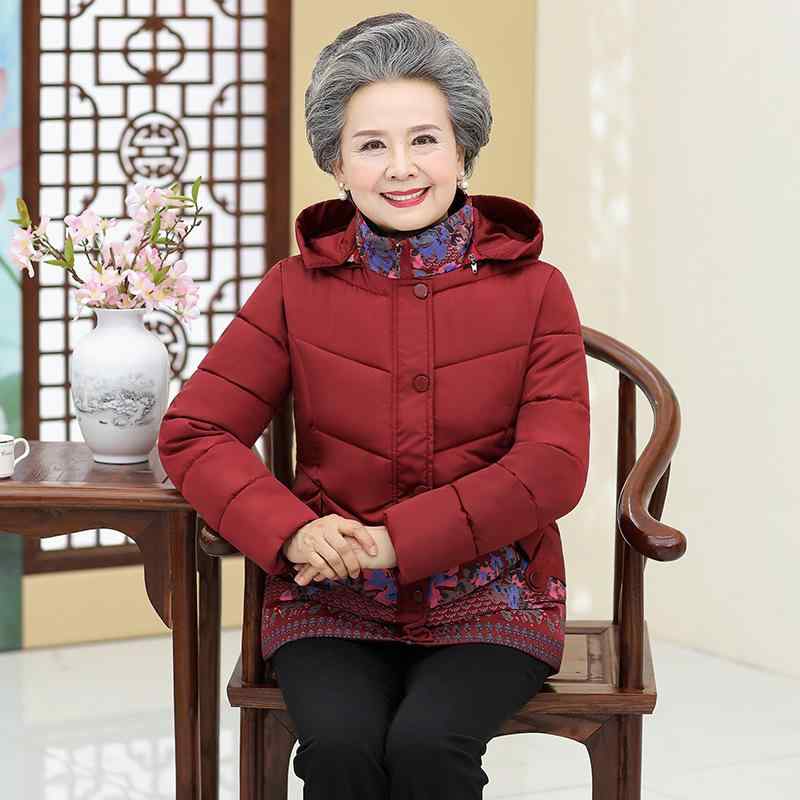 コート レディース 中高年 冬用 綿服 厚手 印花 デザイン フード 付き ゆったり シルエット 通勤 スタイル 合成繊維 素材 長袖 暖か ブラウン系 ネイビー ピンク系 グリーン系
