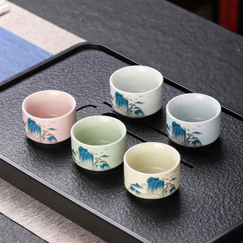 茶杯 陶器 中華風 伝統柄 家庭用 湯呑み 建?風 古風デザイン 日常使い シンプルスタイル