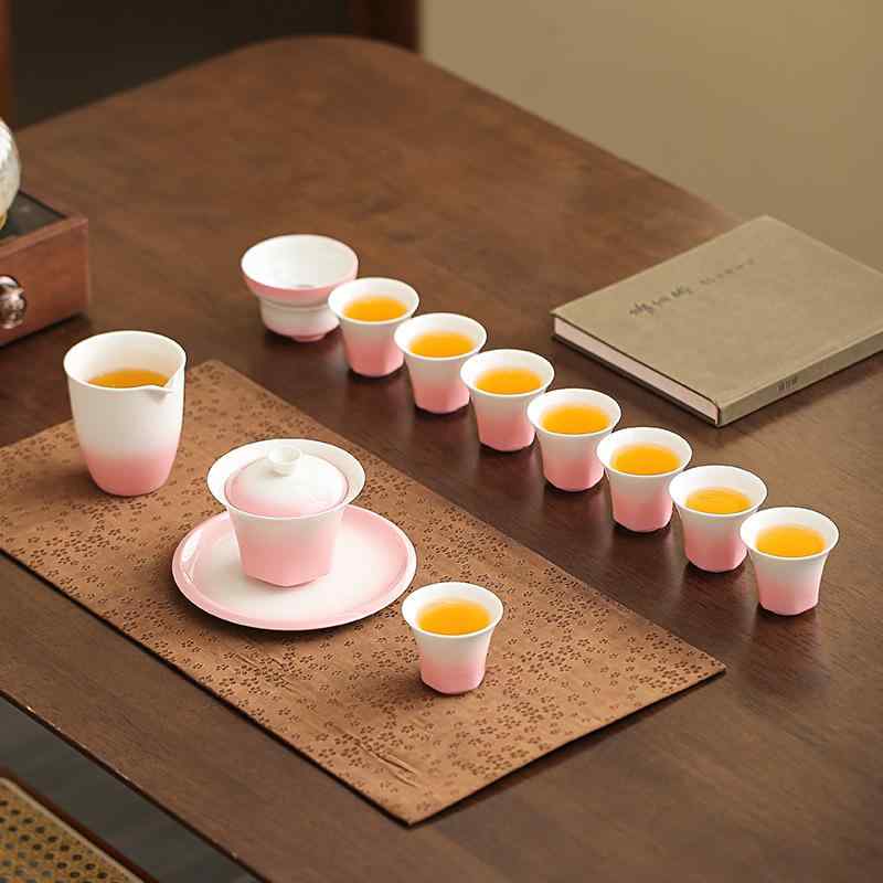 レディース 茶具セット 陶器 グラデーションカラー 茶杯 蓋碗 耐熱 濾過 簡約 モダン 和風 北欧風 ピンク系 イエロー ブルー グリーン 家用 事務所用 ビジネスギフト｜shop I.D.H