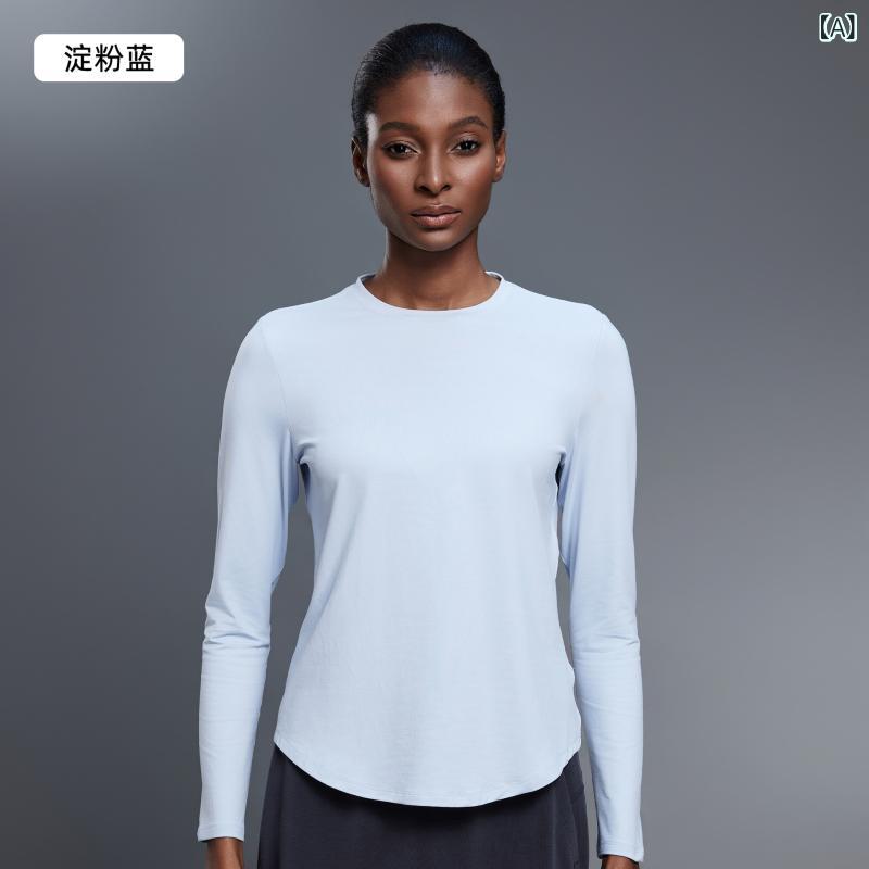 Tシャツ レディース 女性用 秋 長袖 ゆったり ルーズフィット 吸湿速乾 通気性 ヨガ ランニング フィットネス スポーツ カジュアル トップス ナイロン