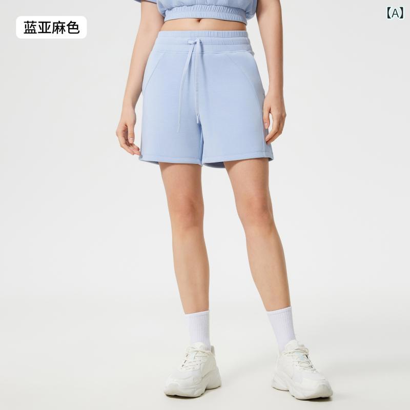 ショートパンツ レディース 夏 ゆったり 通気性 柔らかい 肌触り良い 綿ポリ混紡 カジュアル 通勤 ランニング フィットネス ヨガ ピンク系 ブルー グレー アイボリー ブラック