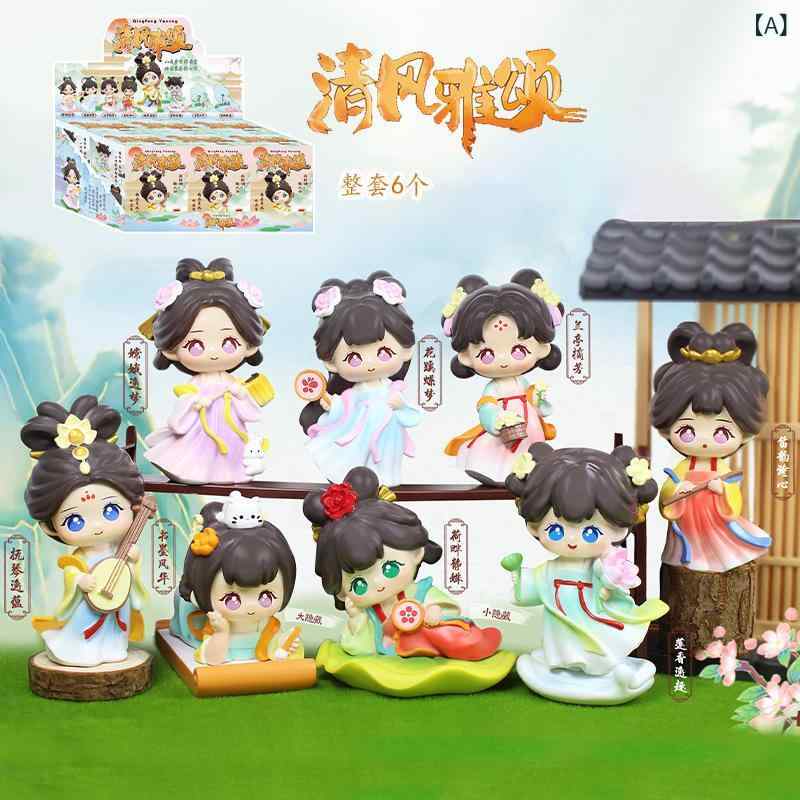 ブラインドボックス 古風 少女 癒し系 樹脂製 デスクトップ オーナメント ギフト インテリア 小物 クラシカル デザイン 女子向け プレゼント ランダム フィギュア 癒しグッズ｜shop I.D.H
