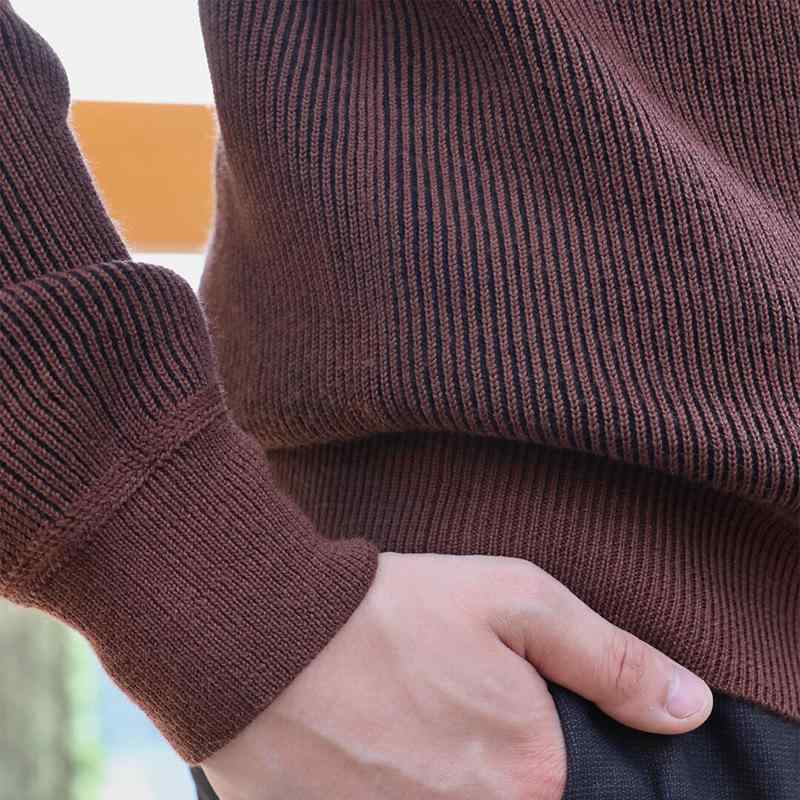 ニットセーター メンズ 秋冬 羊毛 丸首 長袖 ゆったり 保温 通気性 英国風 赤褐色 普段使い 合わせやすい トップス(x2)