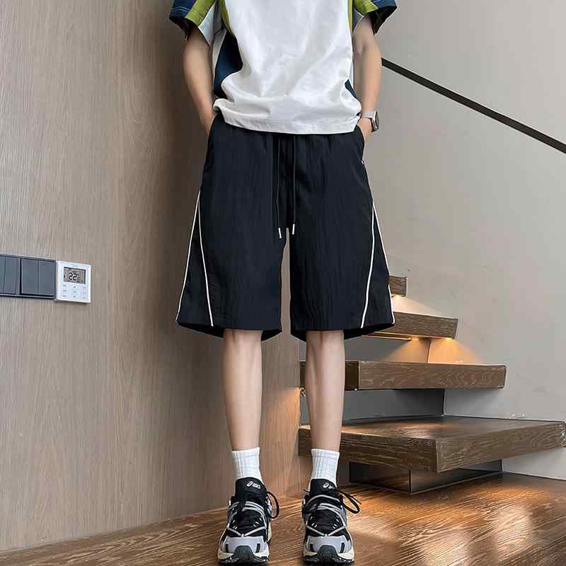 ハーフパンツ メンズ 夏用 ルーズフィット 接触冷感 滑らか ゆったり 直筒 スポーツ レジャー カジュアル ブラック グレー ネイビー