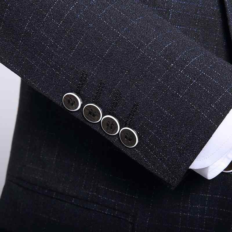 メンズ スーツ 3点セット スリムフィット ビジネス フォーマル ストライプ チェック柄 結婚式 伴郎服 春秋 アセテート 混紡 軽量 ポリエステル ブレンド｜shop I.D.H