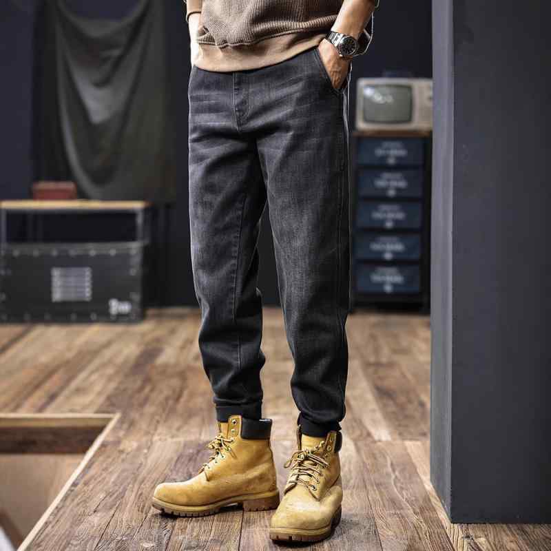 デニムパンツ メンズ 秋冬 厚手 柔らかい 水洗い ブラック テーパード 中腰 ストレッチ カジュアル 5ポケット 立体裁断 コットン混 暖か 肌触り 良い 大きめサイズ スリムフィット 日常使い