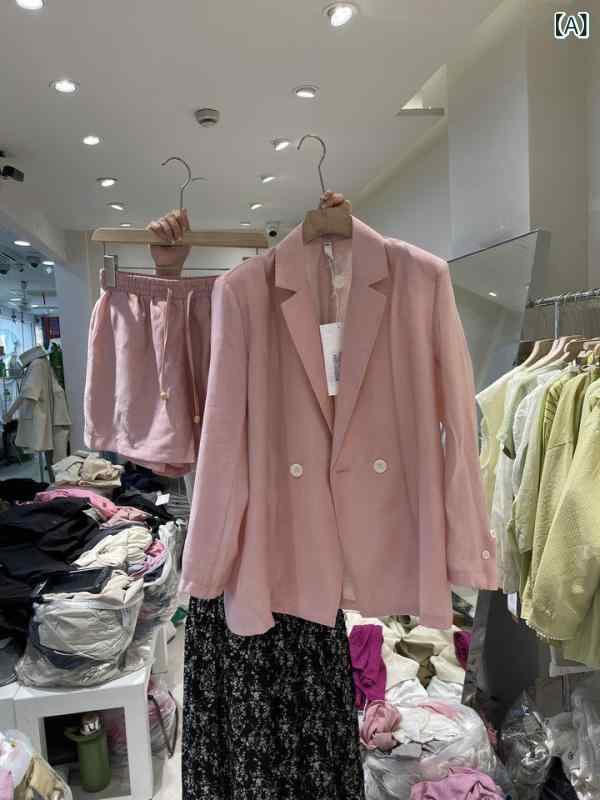 薄手 スーツ ジャケット レディース 夏 韓国 ファッション たり カジュアル ショート パンツ 2点 7,524円
