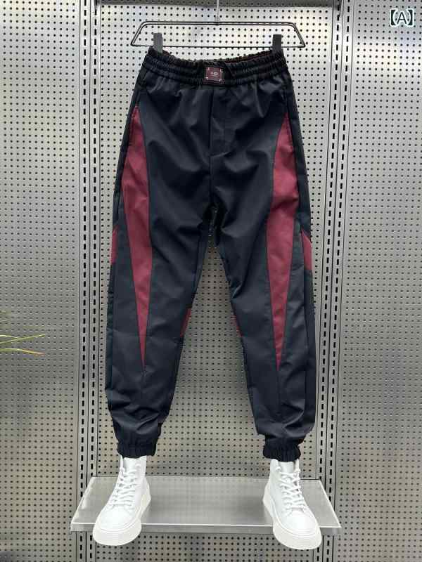 メンズ　ファッション　オシャレ　韓国 秋冬 スプライシング メンズカジュアル パンツ ストレッチパンツ スポーツ レギンス