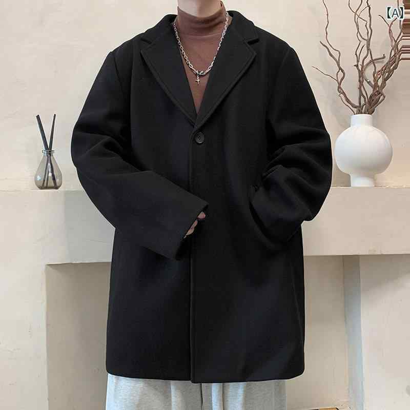 メンズ 流行り物 オシャレ 外国で風 秋冬 成人男性用 真っただ中丈 羊毛 厚地の外套 ぽっ自転車 成人男性 大層らしい大きさ 心地よい 背広 韓国 御前上等 上衣 上衣
