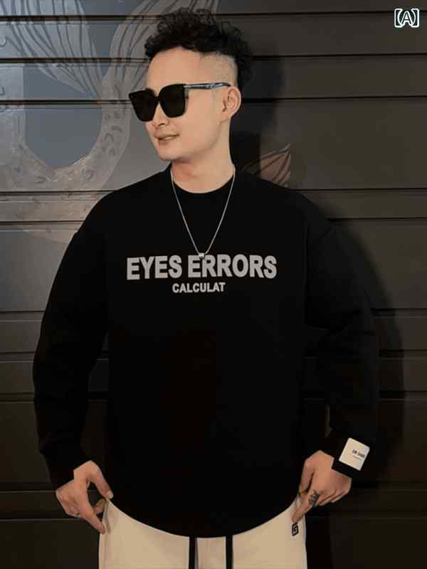 メンズ　ファッション　オシャレ　韓国 ファッション プリント レター スウェットシャツ メンズ 秋冬 ウエスタン 長袖 ボトムス トップ