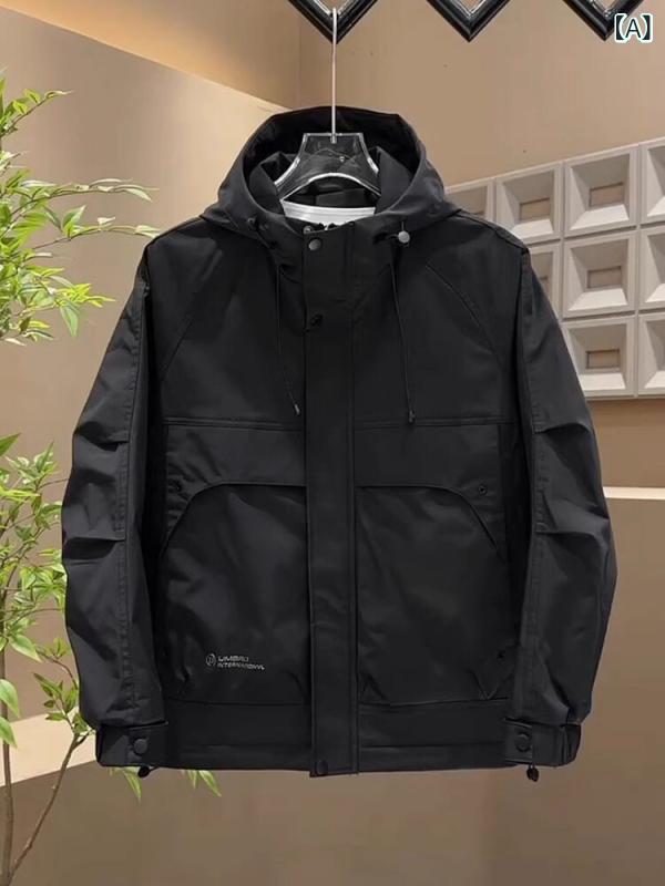 メンズ　ファッション　オシャレ　韓国 秋冬 フード付き ワークウェア コットンジャケット メンズ ソリッドカラー スプライシング ヘビー 男性