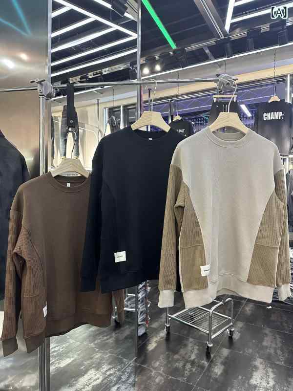 メンズ 流行り物 オシャレ 韓国 亜米利加 スプライシング  編み物 トレイナー メンズ 秋冬 心地好い 朦々たる 肌付きとっ始め メンズファッション-その他