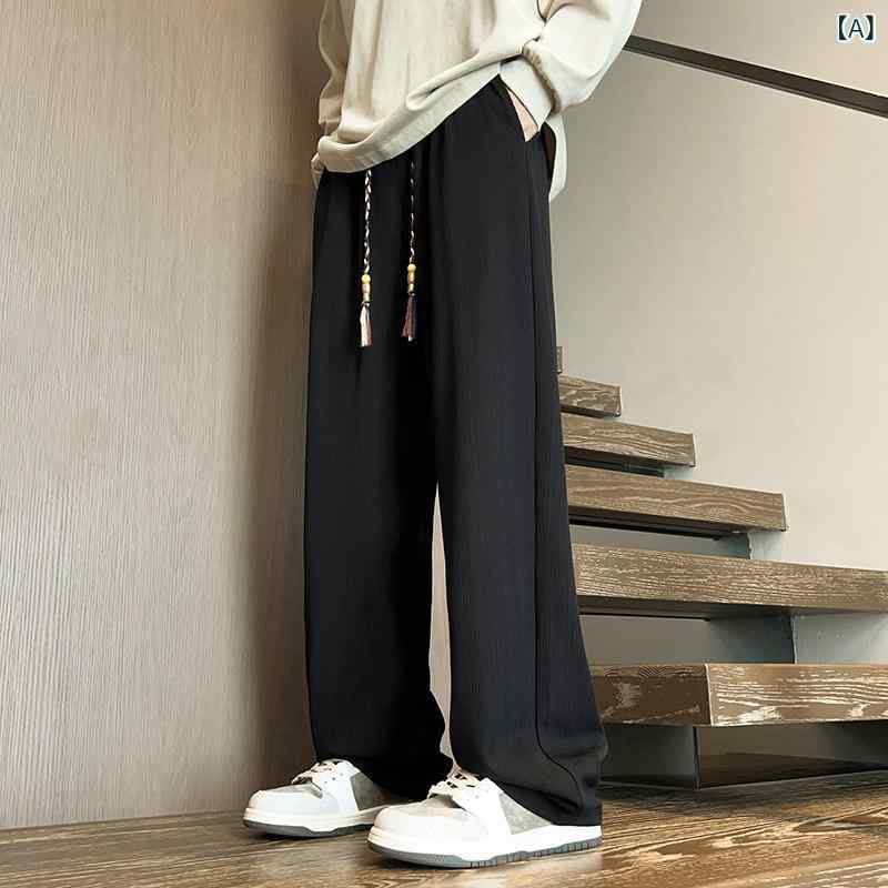 メンズ　ファッション　オシャレ　海外風 ストレート レッグ カジュアル パンツ 春秋 ドレープ メンズ 夏 ワイド フィット ボーイズ ロング