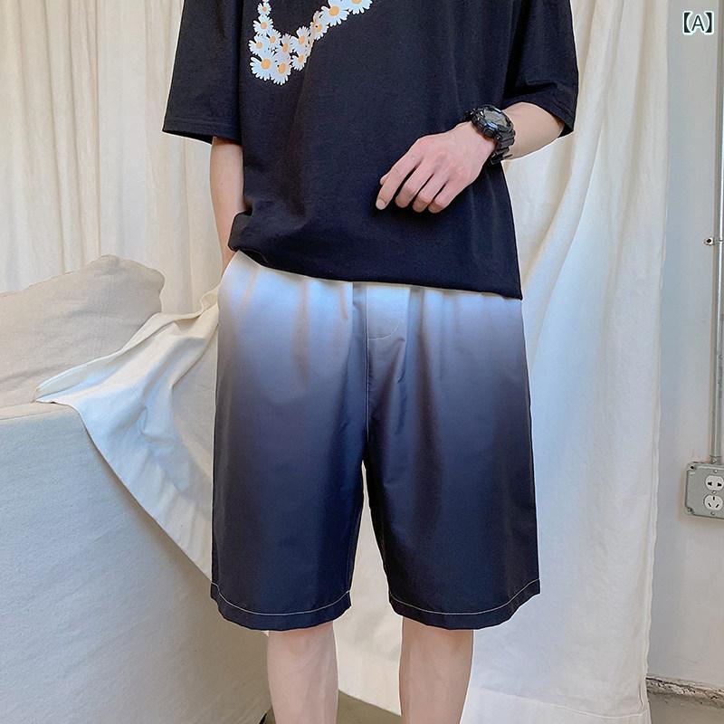 メンズ　ファッション　オシャレ　海外風 サマー ショート パンツ メンズイン ストレート グラデーション 五分丈 スポーツ カジュアル カップル