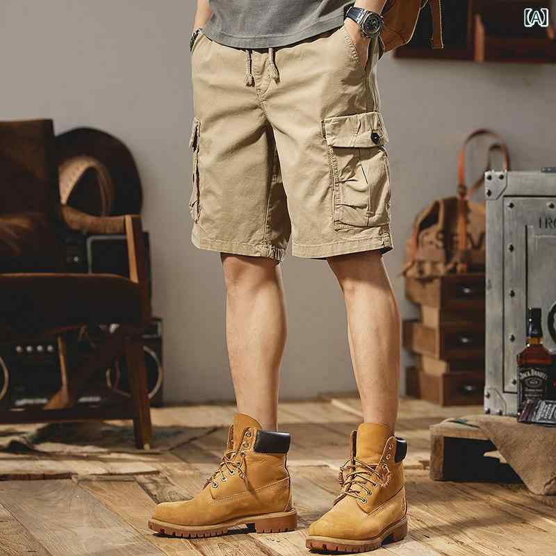 カーゴ ショーツ 男性用 夏 アメリカンコットン アウターウェア マルチ ポケット カジュアル パンツ