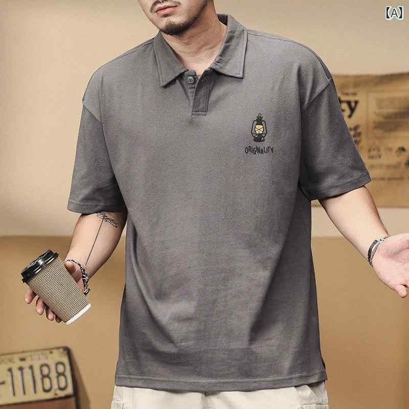 夏 半袖 Tシャツ メンズ ポロシャツ アメリカン 大きいサイズ レトロ コットン