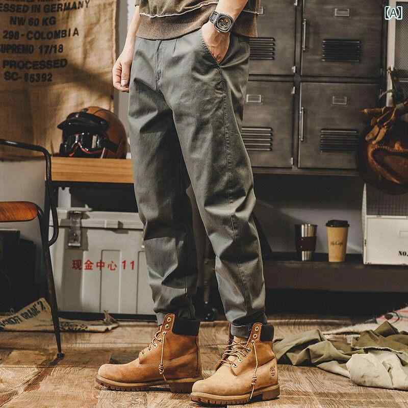 アメリカン シンプル クラシック スウェットパンツ イン メンズ ベルベット 厚手 テーパード カジュアル パンツ