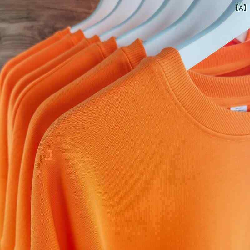 380 グラム ヘビー スウィートオレンジ 厚手 ラウンドネック スウェットシャツ メンズレディース ソリッドカラー ドロップ ショルダー スリーブ カップル トップス シンプル 5,678円