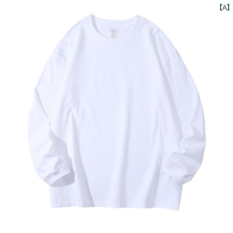 2 G ヘビーウェイト アメリカン コットン 長袖 Tシャツ ドロップ ショルダー メンズレディース たり オーバー サイズ ラウンドネック ボトム シャツ ブラック