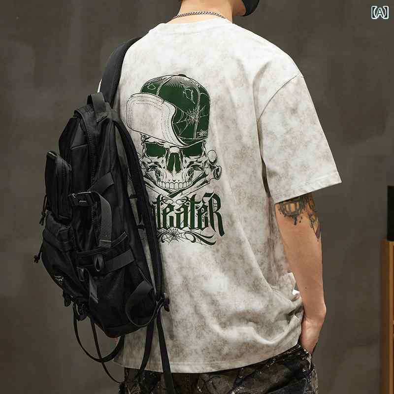 アメリカ 0 グラム ヘビーウェイト t シャツ メンズ 夏 コットン メンズプリント ラウンドネック 半袖 トップス