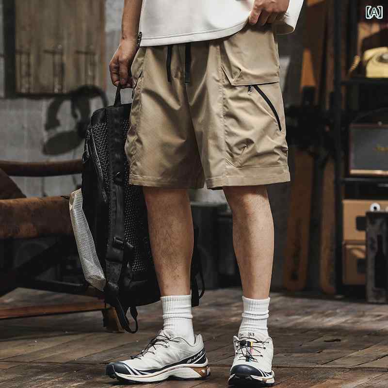 メンズ 夏 ショート パンツ ストレート 大きいサイズ オーバー オール アメリカン レトロ アウトドア 速乾 七分