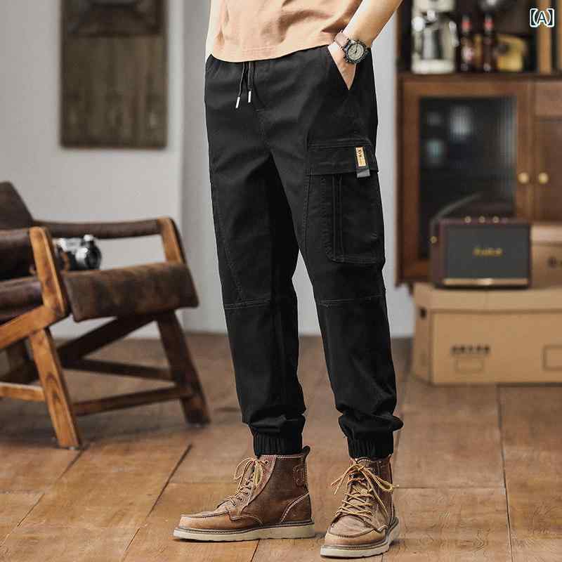 アメリカン オーバー オール メンズ レッグ タイ 春 コットン レトロ 大きいサイズ カジュアル パンツ 春秋