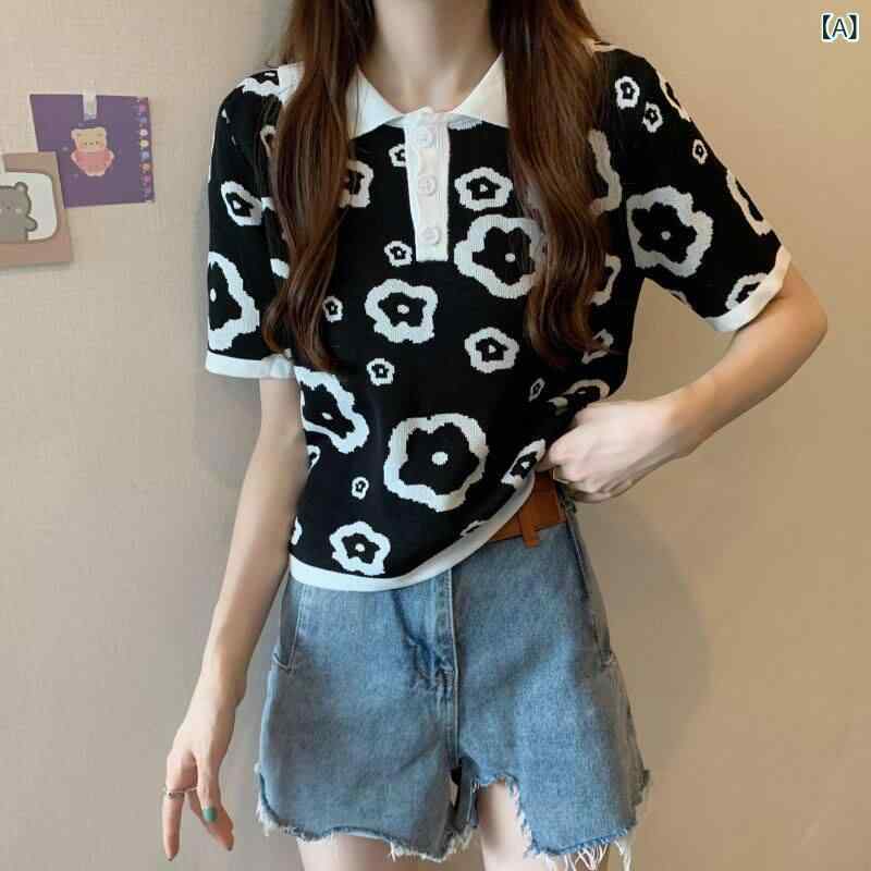レディース ファッション 韓国 韓国ファッション オシャレ アーバン レッド ポロ 夏 スリム Tシャツ 半袖 冷感 セーター ショート ボトム トップ レディース