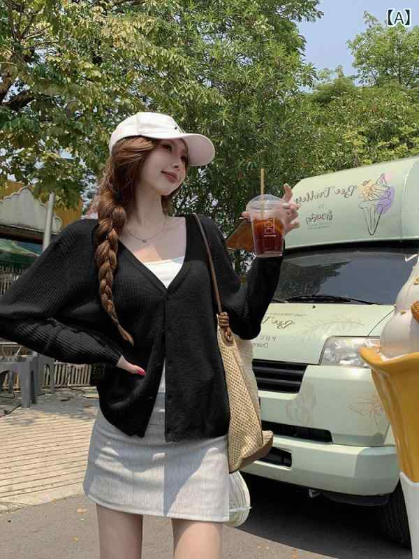 レディース ファッション 韓国 韓国ファッション オシャレ アーバン 冷感 日焼け防止 ニットカーディガン レディース 夏 薄手 ショール アウターブラウス 快適 シャツ ジャケット