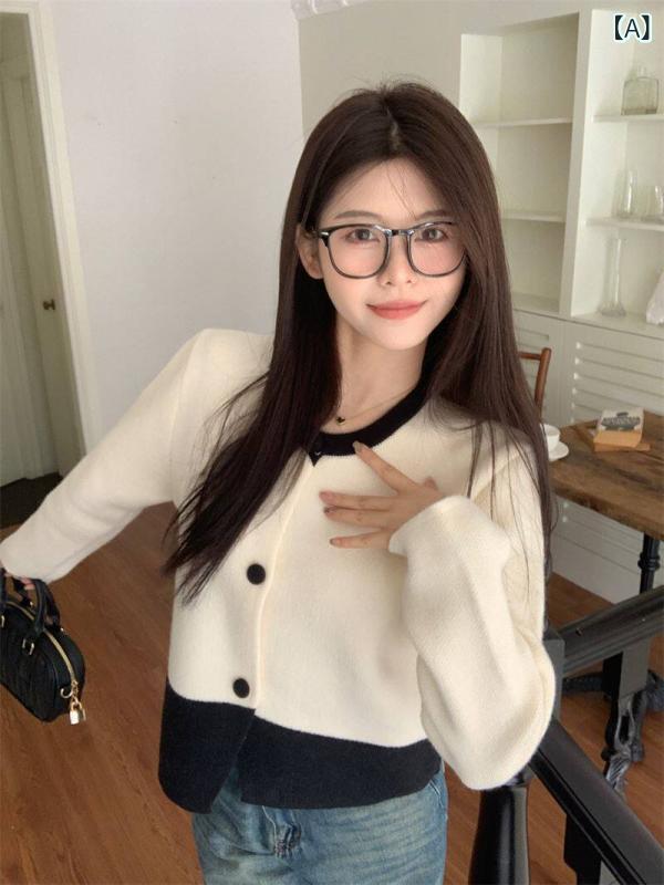 レディース ファッション　韓国　韓国ファッション　オシャレ　アーバン 秋冬 ストライプ 柔らかい ワックス レッド セーター ジャケット たり アウターウェア スタイリッシュ ニットカーディガン トップ