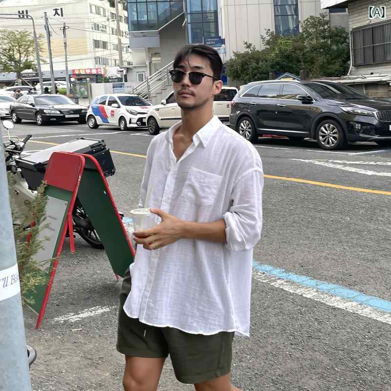 メンズ 流行り物 韓国流行り物 オシャレ 韓国 成人男性用 白いこと 綿織物 日焼押しとどめる 通気性 プルオーバー ともし火 生いそだつ ハイエンド 好いたらしい