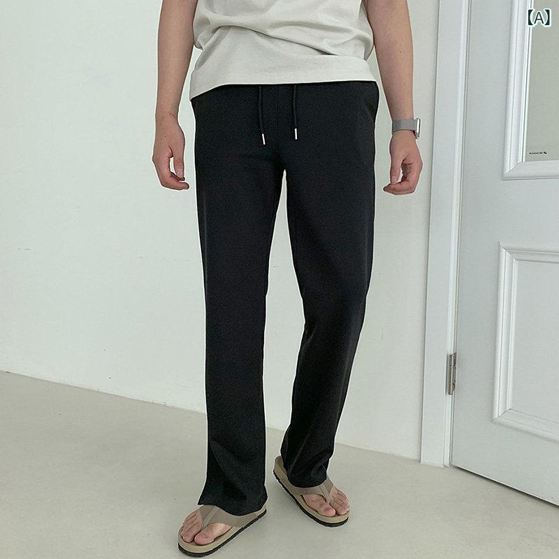 メンズ　ファッション　韓国ファッション　オシャレ　韓国 メンズ スウェットパンツ 秋 薄手 ストレート カジュアル パンツ シンプル ファッション スリット