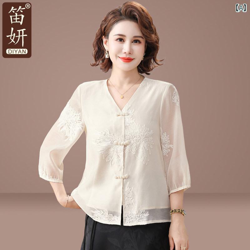 母 日 服 ママ 夏 シフォンシャツ レディース 半袖 スーツ
