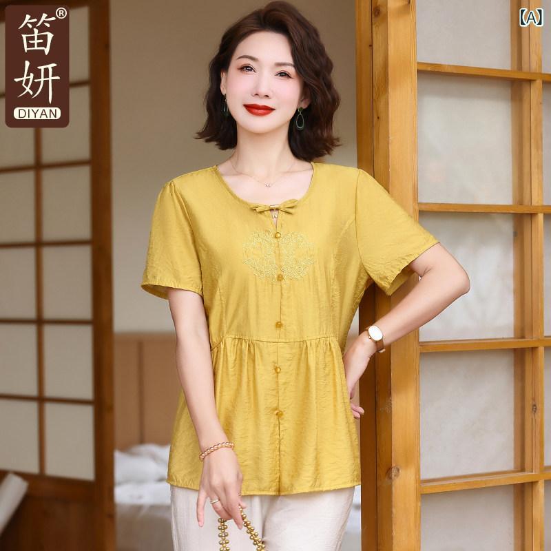 夏用 コットン 麻 スーツ レディース 夏 半袖 Tシャツ 小柄め シャツ