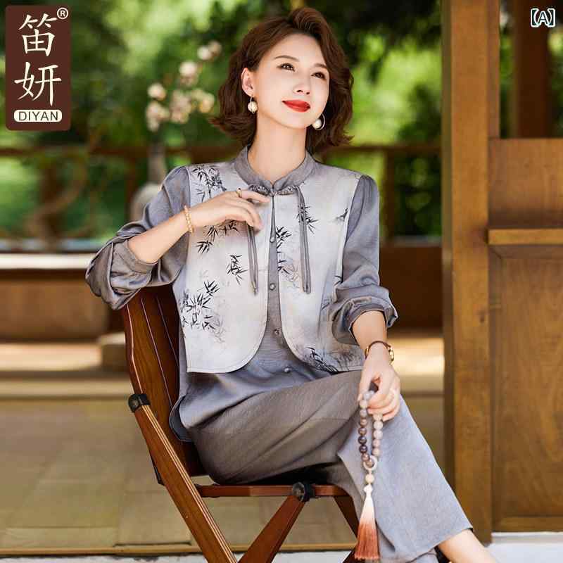 レディース 秋服 風 エスニック 服新 歳月 長袖 トップス 母性 ティーシャツ シャツ・ブラウス-レディースファッション