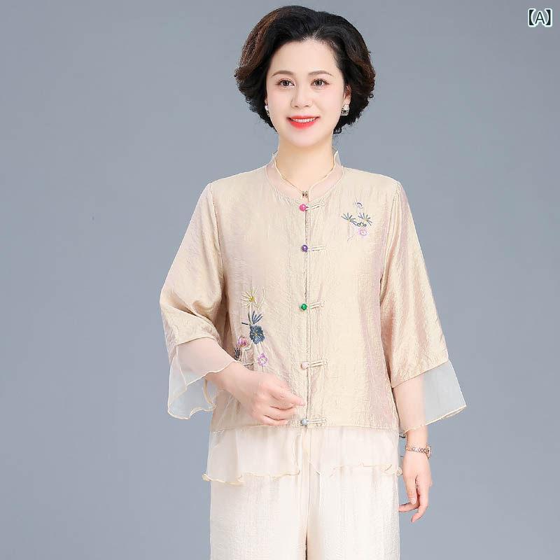 小っちゃい 夏 綿織物 麻 背広 レディース 中華風 プルオーバー とっ始め