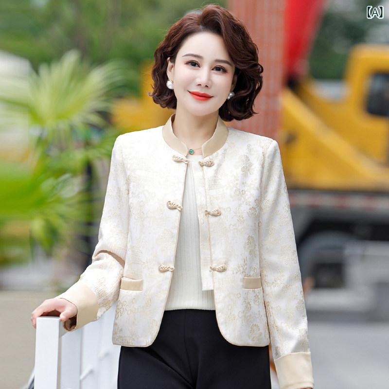 中華風 母 服 発条 厚地の外套 西洋風 婦歳 烏兎 レディース とっ始め