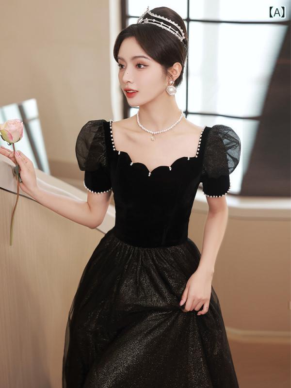 レディース ファッション　オシャレ　上品 ブラック イブニングドレス 高級 フランス 美術 試験 軽量 パフォーマンス 服 次 総会 主催者 高級感