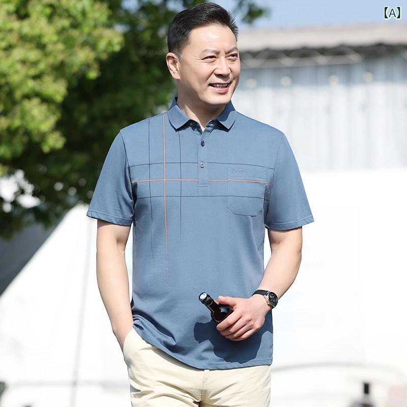 御父っつぁん 半袖 ティーシャツ メンズ 夏服 40 ～ 50代 成人男性 トップス 綿織物 夏お じいちゃん Tシャツ・カットソー-トップス-メンズファッション
