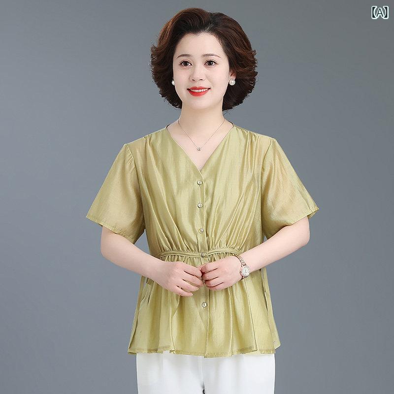 朱夏 背広 レディース 夏 半袖 綿織物 麻 プルオーバー 薄っぺら トップス
