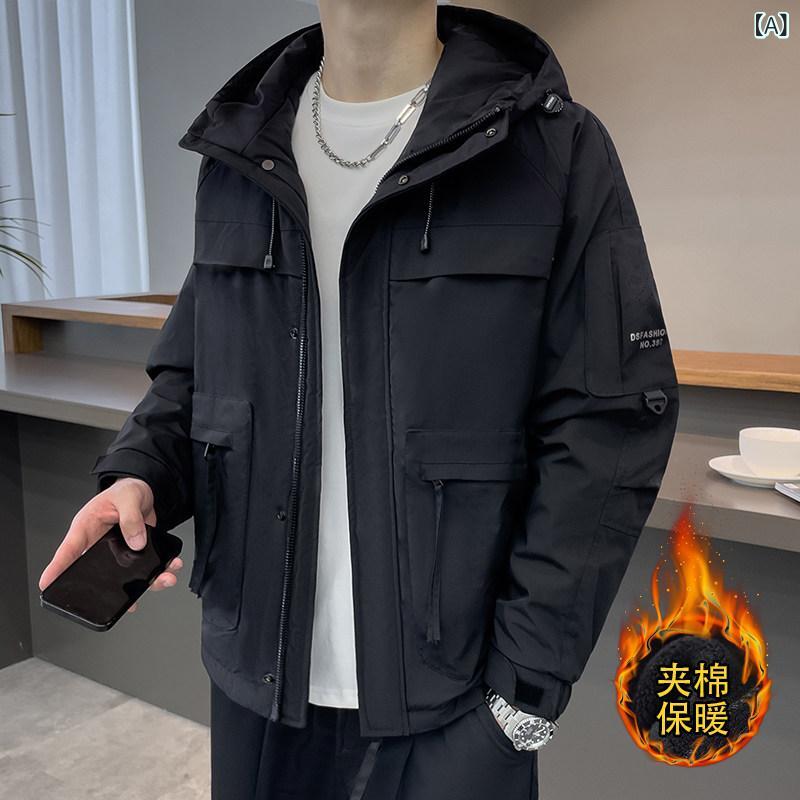 メンズ　ファッション　オシャレ　大歳　ストリート　上品 Er コットンジャケット メンズ 春秋 キルティング カジュアル ワークウェア トップ フード付き ジャケット 冬