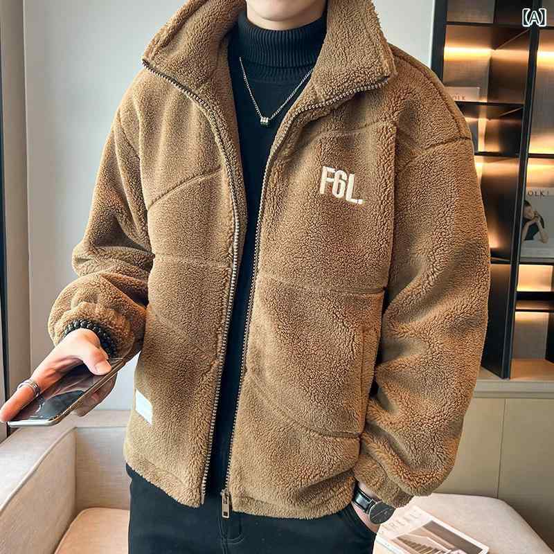 メンズ　ファッション　オシャレ　大歳　ストリート　上品 粒 状 フリース キルティングジャケット 男性 冬 ベルベット 厚手 ラムウール コットンコート 男性用